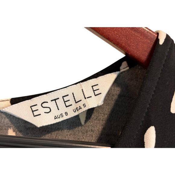 Estelle Black White Print Tie Waist Casual Short Sleeve Dress Small Small - Picture 6 of 10